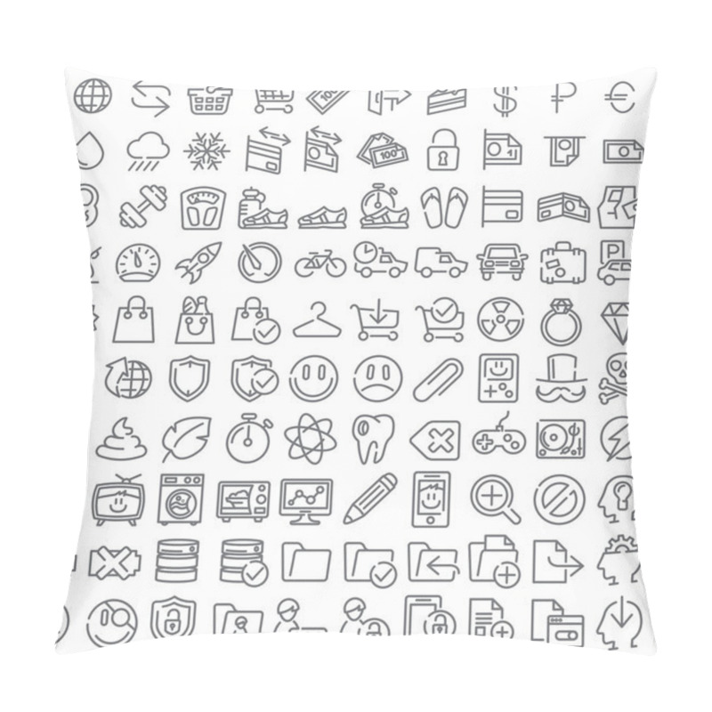 Personality  100 Vector Line Icons Set For Web Design And User Interface Pillow Covers