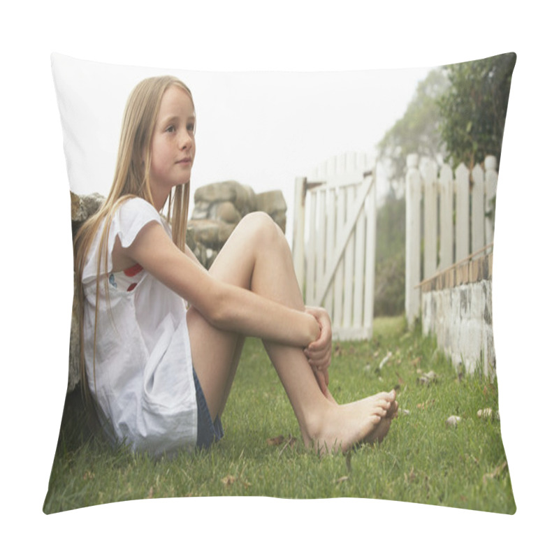 Personality  Girl Sitting In Garden Pillow Covers