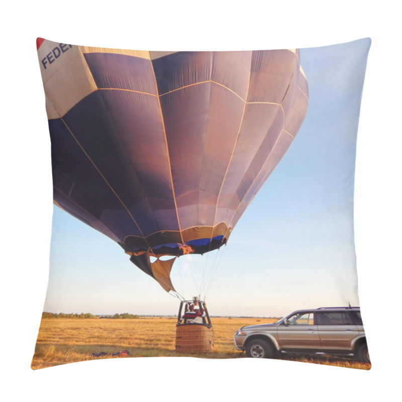 Personality  Getting The Air Balloon Ready For The Trip. The First Flight. Active Life. Summer Ballooning. Russia. July, 2014. Pillow Covers