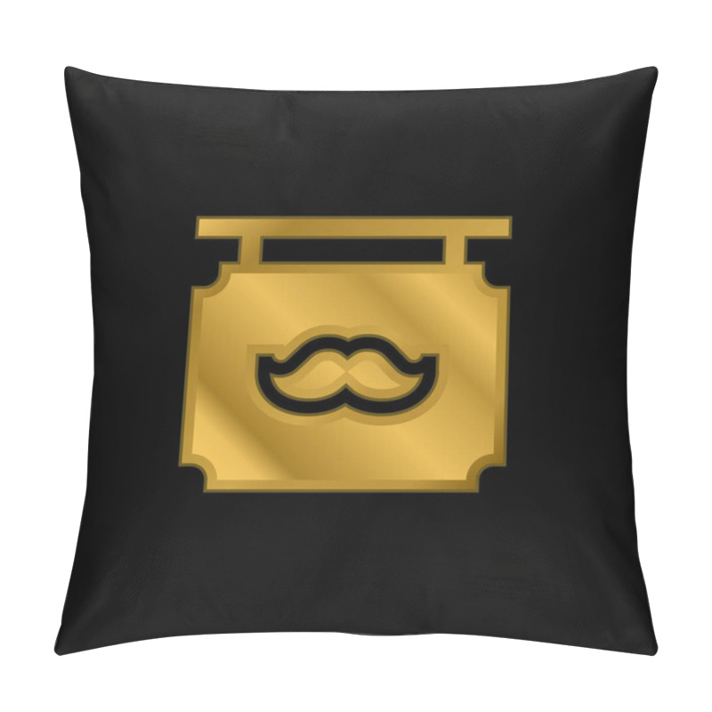 Personality  Barbershop Gold Plated Metalic Icon Or Logo Vector Pillow Covers