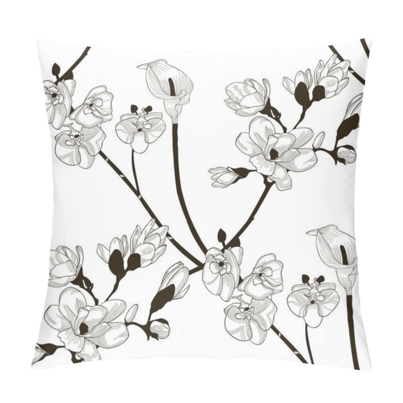 Personality  Vector Seamless Pattern With Drawn Flowers Pillow Covers