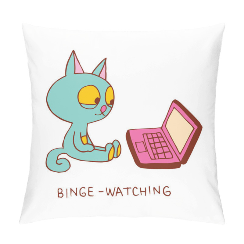 Personality  Cute Kitten Binge Watching Pillow Covers