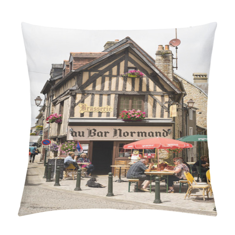 Personality  DOMFRONT, FRANCE - JULY 9, 2016: A Bar In A Typical Timber Framed Building In Normandy Pillow Covers