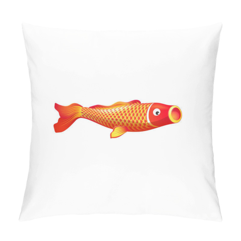 Personality  Chinese Gold Fish Vector Icon, Koi Carp Of Golden And Red Colors. Cartoon Underwater Animal, Asian Culture Goldfish Symbol Isolated On White Background, Sign Pillow Covers