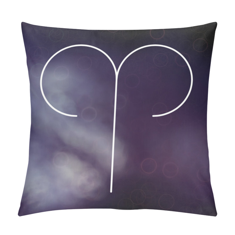 Personality  Zodiac Sign - Aries. White Thin Line Astrological Symbols On Blurry Colorful Abstract Background. Pillow Covers