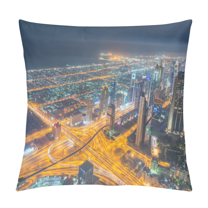 Personality  Panorama Of Night Dubai Pillow Covers