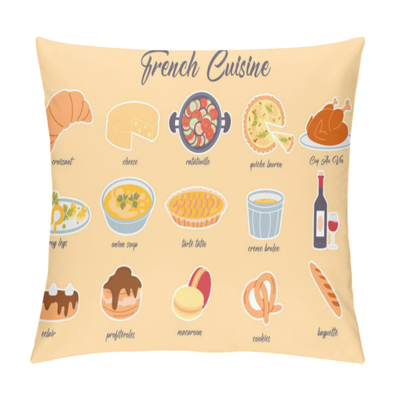 Personality  Collection Stickers Hand Drawn French Cuisine Foods  Pillow Covers