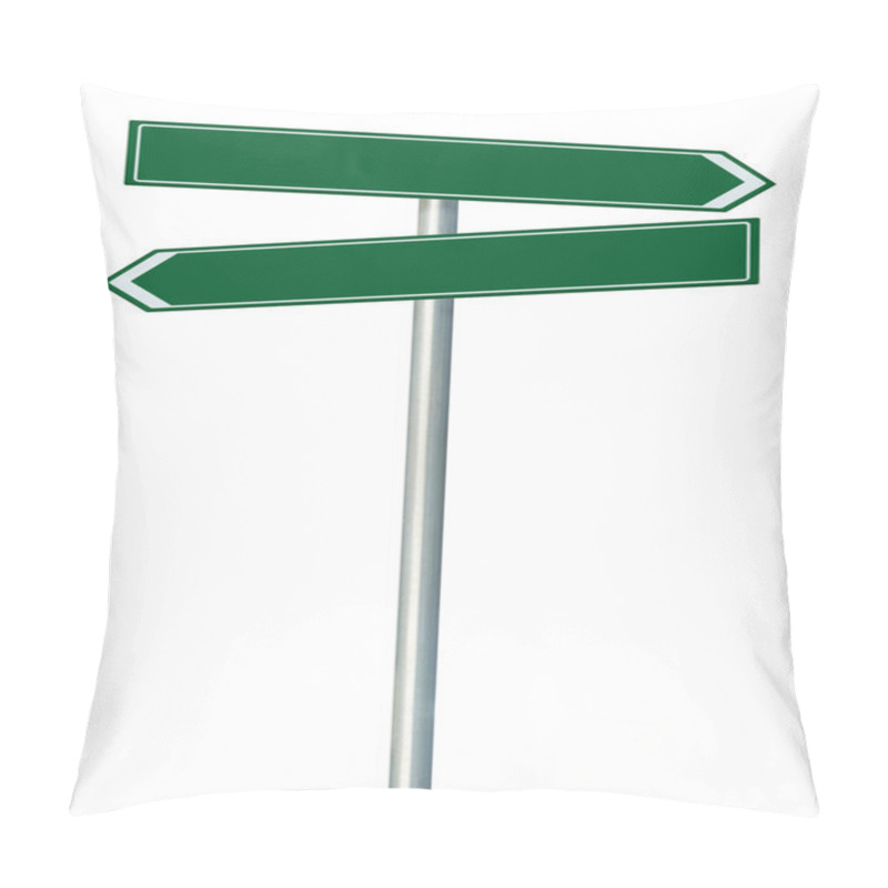 Personality  Right And Left Road Route Direction Pointer This Way Sign, Green Isolated Roadside Signage, White Traffic Arrow Frame Roadsign, Grey Pole Post Pillow Covers