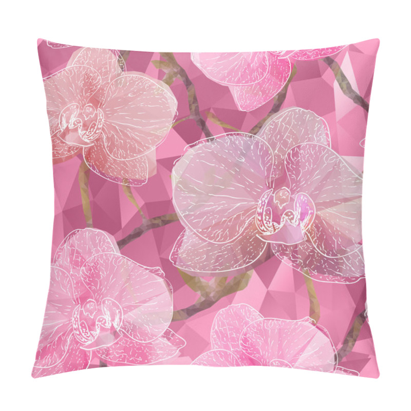 Personality  Seamless Background With Blooming Garden Orchid Flowers In Trian Pillow Covers