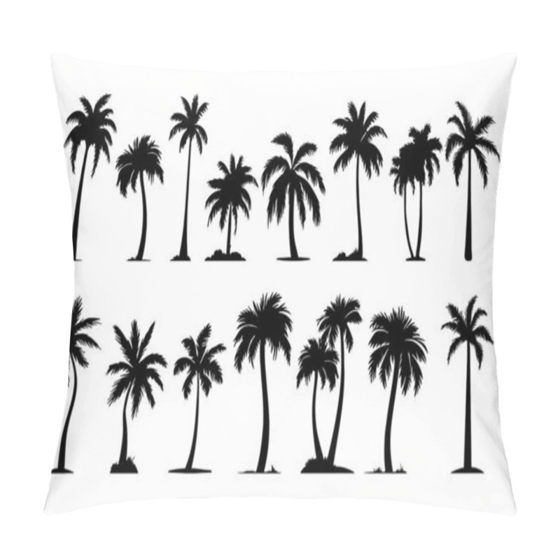 Personality  Palm Trees Set Isolated On White Background. Vector Tropical Palms Silhouettes Collection For Design, Web, Illustrations. Pillow Covers