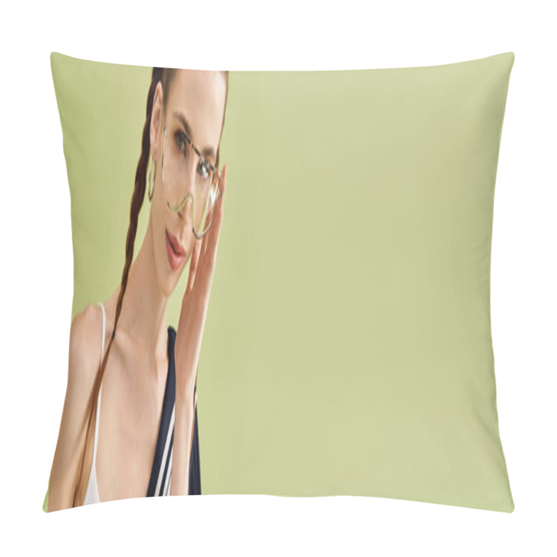 Personality  A Young Woman With Anorexia Poses Confidently, Highlighting Her Beauty Amid Personal Challenges. Pillow Covers