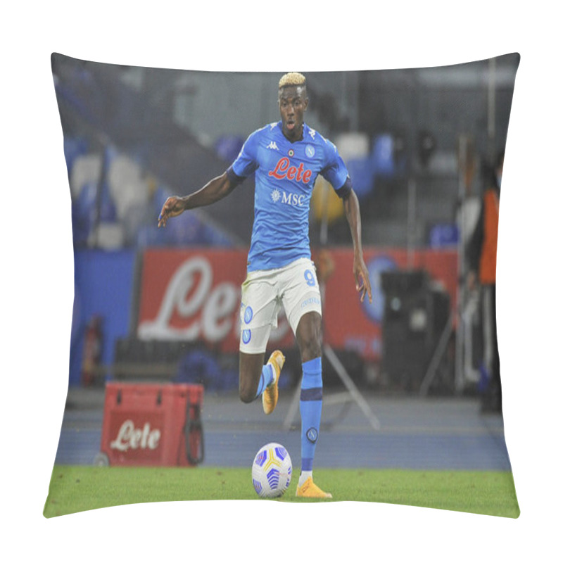 Personality  Victor Osimhen Player Of Napoli, During The SerieA Football Championship Match Between Napoli Vs Sassuolo Final Result 0-2, Match Played At The San Paolo Stadium In Naples. Italy, 01 November, 2020.  Pillow Covers