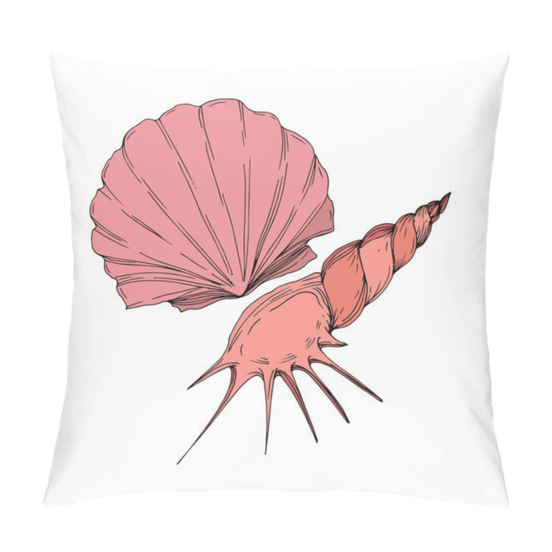 Personality  Vector Summer Beach Seashell Tropical Elements. Engraved Ink Art. Isolated Shells Illustration Element. Pillow Covers