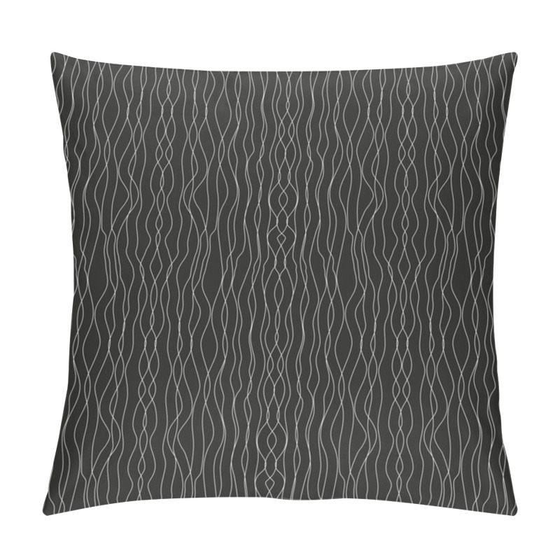 Personality  Abstract Black And White Seamless Pattern Of Wavy Lines On A Black Background. Vector Eps 10. Pillow Covers