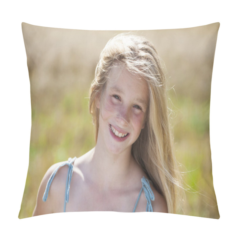 Personality  Portrait Of A Beautiful Young Little Girl  Pillow Covers