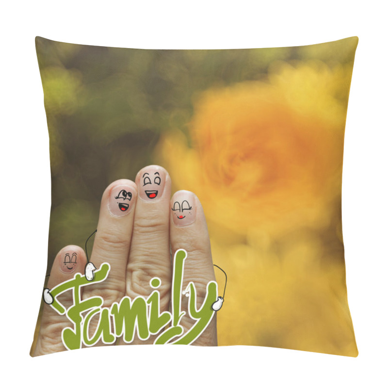 Personality  Happy Finger Family On Flowers Nature Background  Pillow Covers