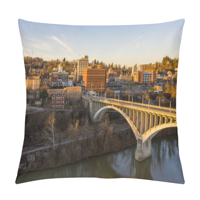 Personality  Downtown Area Of Fairmont In West Virginia Taken Over The River Pillow Covers