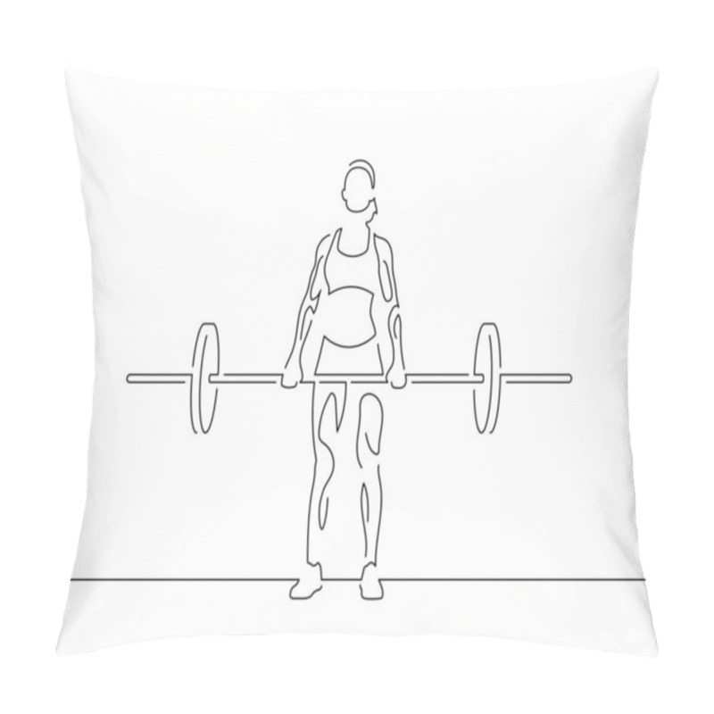 Personality  Bodybuilding Isolated Line Drawing, Vector Illustration Design. Sport Collection. Pillow Covers