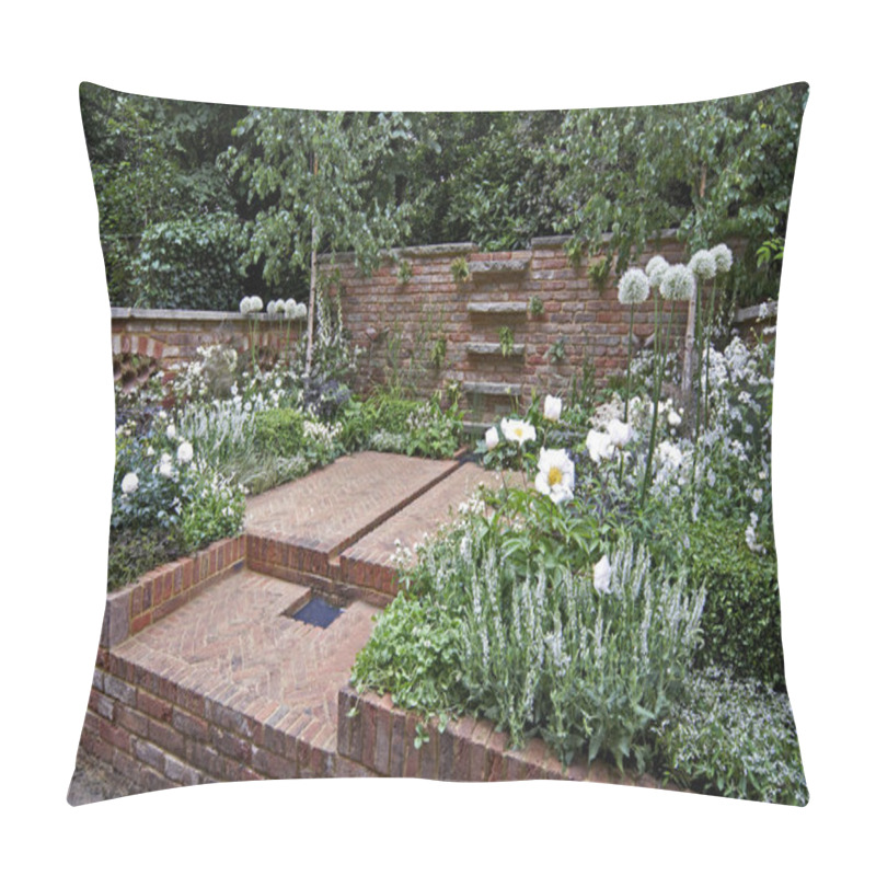 Personality  A Herringbone Brick Courtyard Garden With An All White Planting Pillow Covers