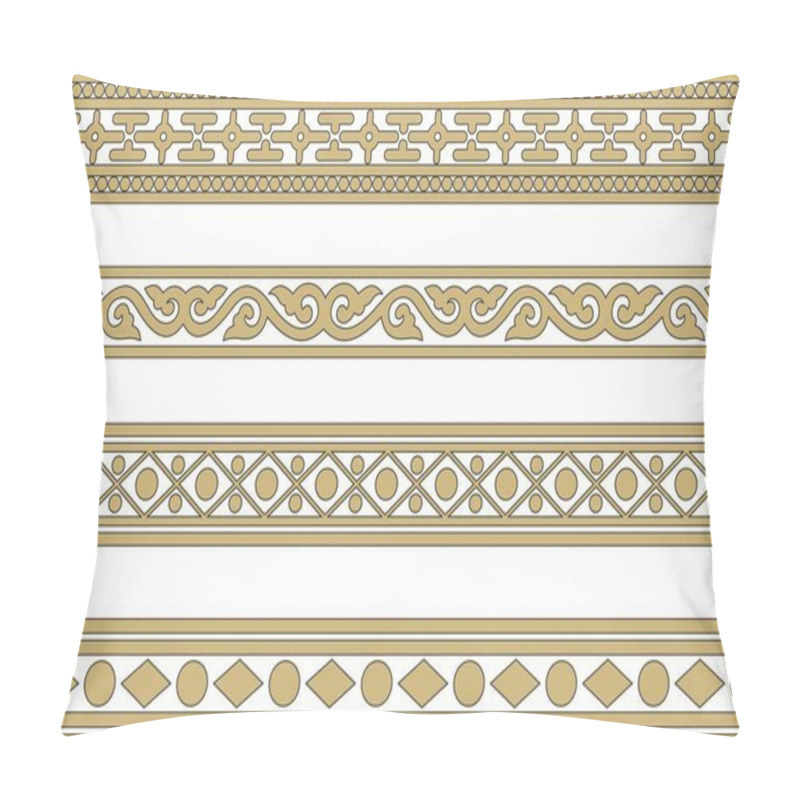 Personality  Vector Endless Gold And Black Ancient Russian Ornament. Seamless Slavic Border, Frame. Painting Of The Royal Chambers Pillow Covers