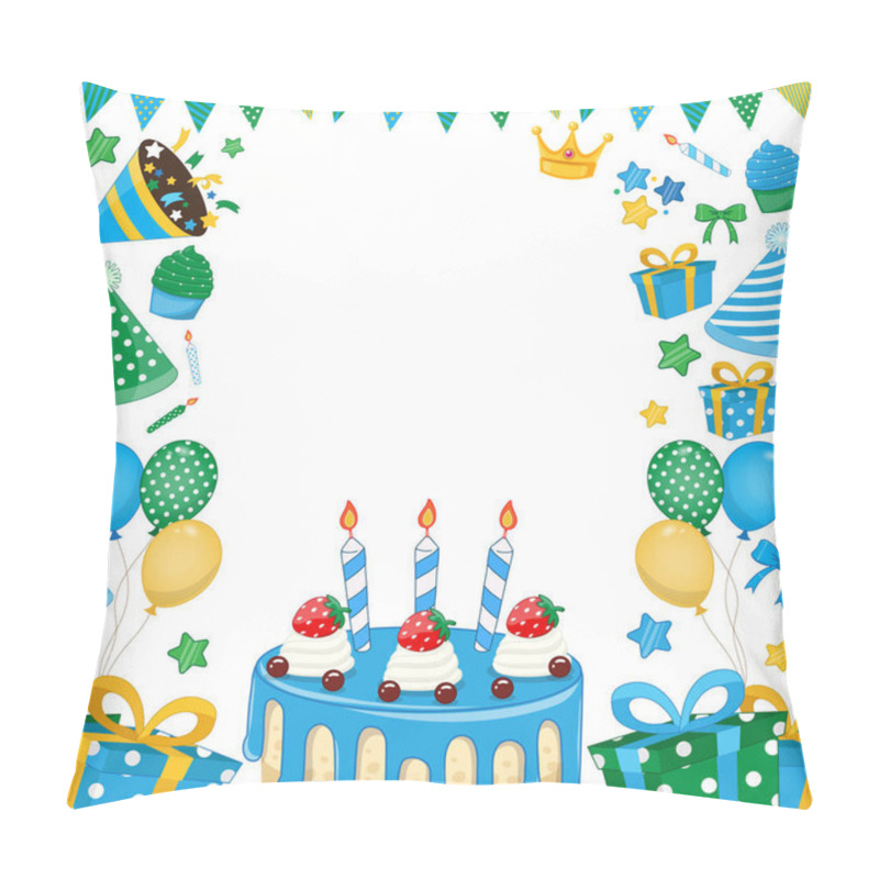 Personality  Vector Happy Birthday For Boy Background. Greeting Card Invitation With Text Space. Birthday Elements Design Illustration Vector Pillow Covers