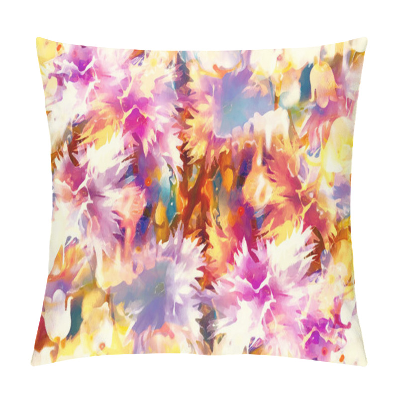 Personality  Beautiful Meadow Flower. Computer Aquarelle Painting Collage Pillow Covers