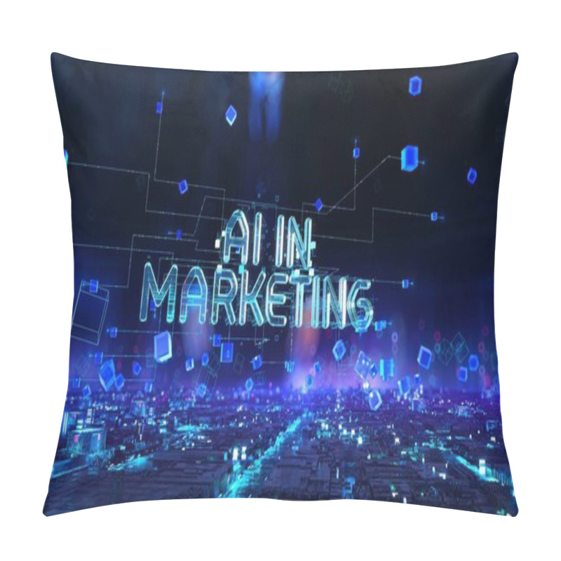 Personality  Digital Technology Hitech Concept. Dynamic Digital Background Pillow Covers