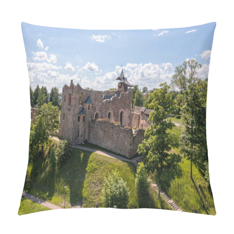 Personality  Ruins Of An Ancient Medieval Castle Dobele Latvia, Aerial Top View Pillow Covers