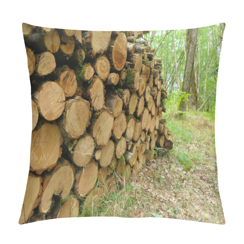 Personality  Log Pile Of Sweet Chestnut, Acacia And Oak Logs In A Woodland Clearing Pillow Covers