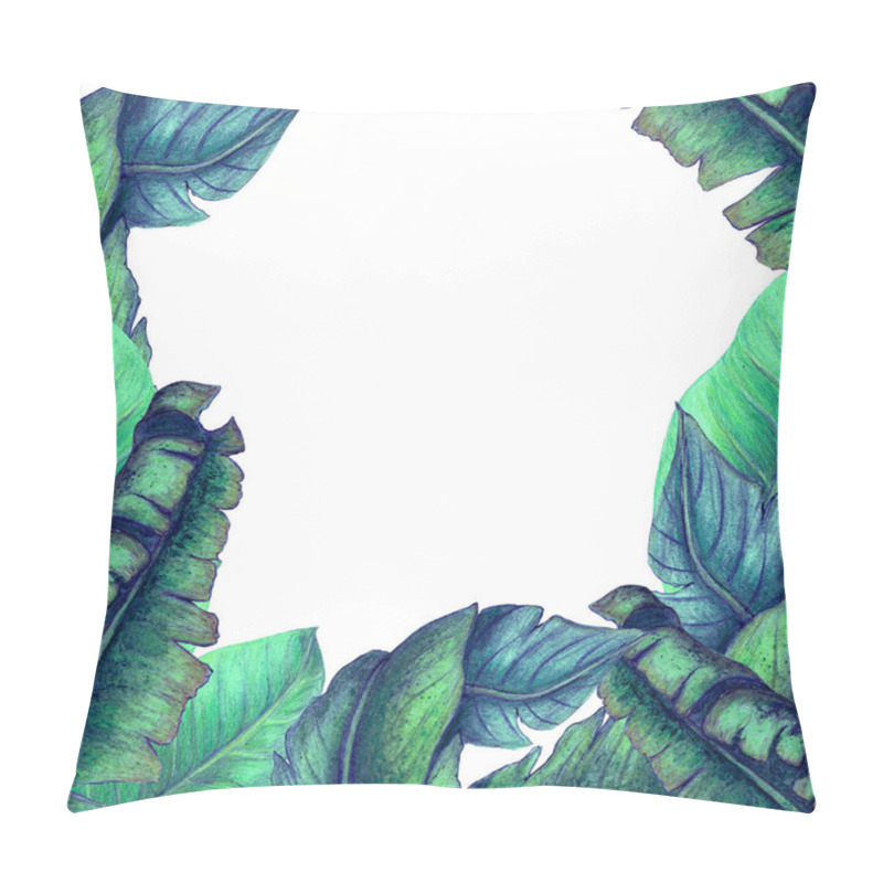 Personality  Hand Drawn Banner With Tropical Plants Pillow Covers