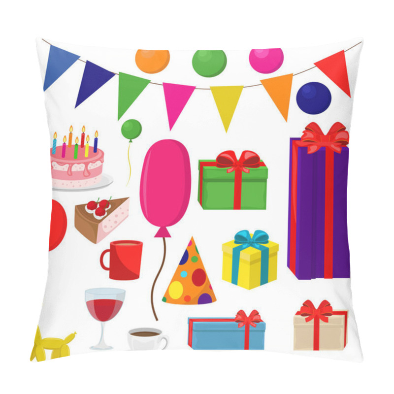 Personality  Large Vector Set For Birthday Party. Illustrations On The Theme Of Gifts, Jewelry, Toys And Treats. Pillow Covers