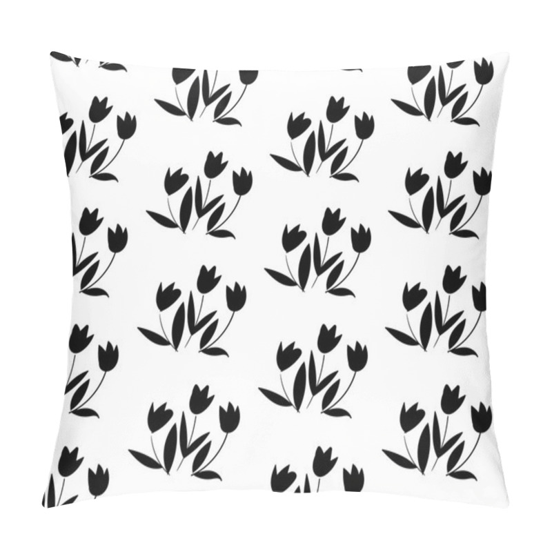 Personality  Floral Pattern With Black Tulips On White Background Pillow Covers