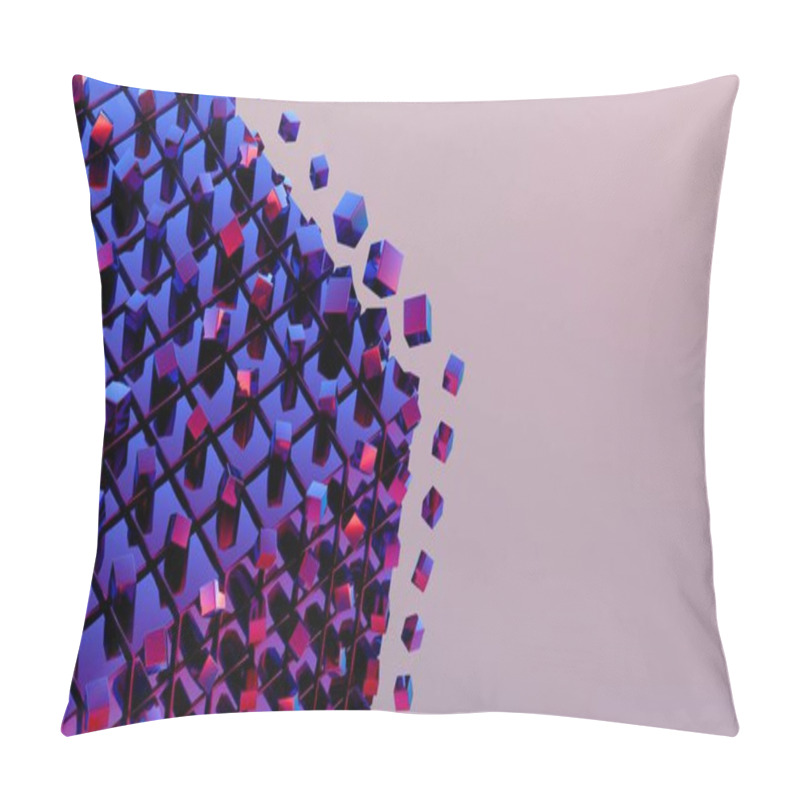 Personality  Abstract 3D Cubes Disintegrating Against A Blue Backgroun Pillow Covers