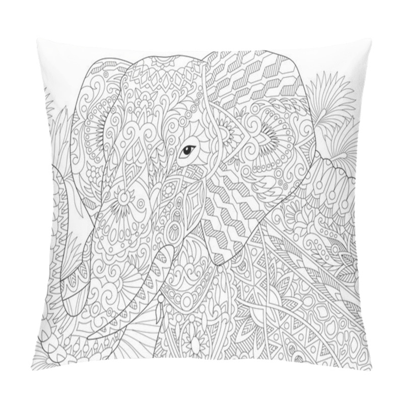 Personality  Zentangle Stylized Elephant Pillow Covers