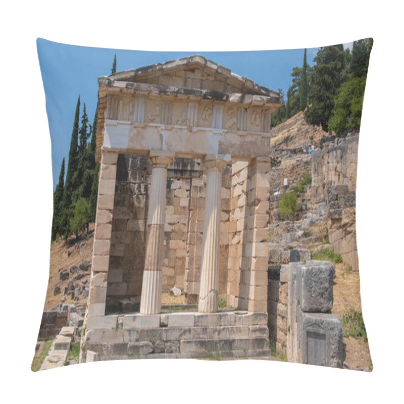 Personality  Athenian Treasury In Delphi, An Archaeological Site In Greece, At The Mount Parnassus. Delphi Is Famous By The Oracle At The Sanctuary Dedicated To Apollo. UNESCO World Heritage Pillow Covers