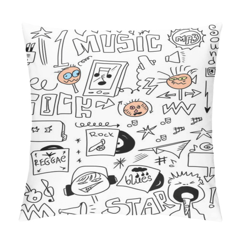 Personality  Doodle Music Background, Hand Drawn Pillow Covers