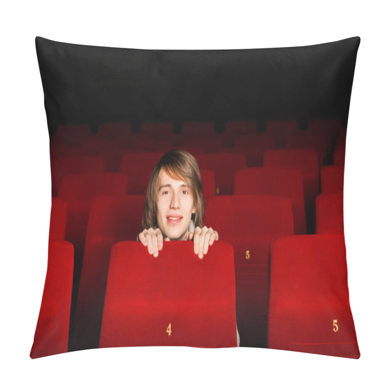 Personality  Young Man In The Cinema Hiding Behind A Chair Pillow Covers