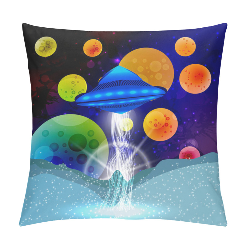 Personality  Ufo Ray Planet Sequins Open Space. Illustration Pillow Covers