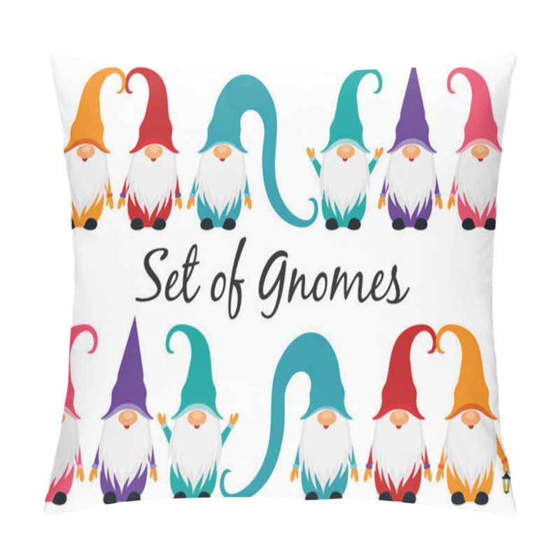 Personality  Scandinavian Christmas Gnomes, Winter Time, Vector Illustration Pillow Covers