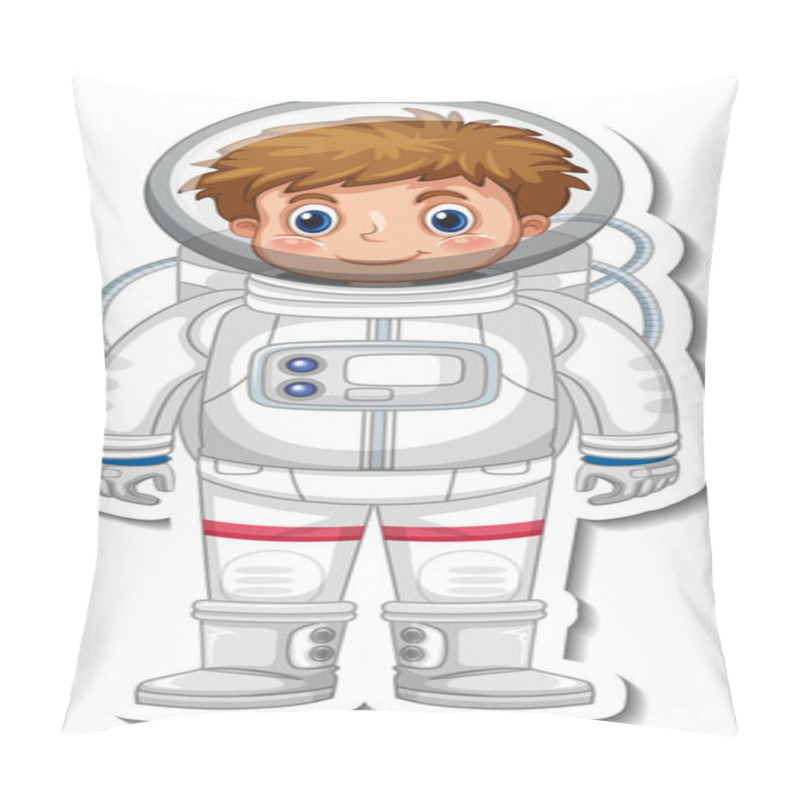 Personality  Astronaut Or Spaceman Cartoon Character In Sticker Style Illustration Pillow Covers