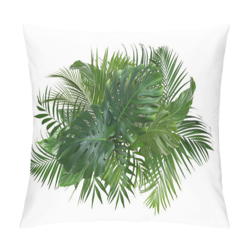 Personality  Different Fresh Tropical Leaves On White Background Pillow Covers