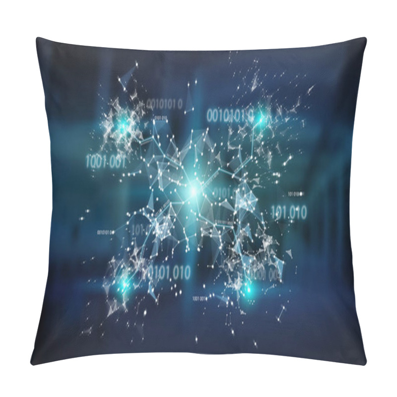 Personality  Digital Binary Code Connection Network Background 3D Rendering Pillow Covers