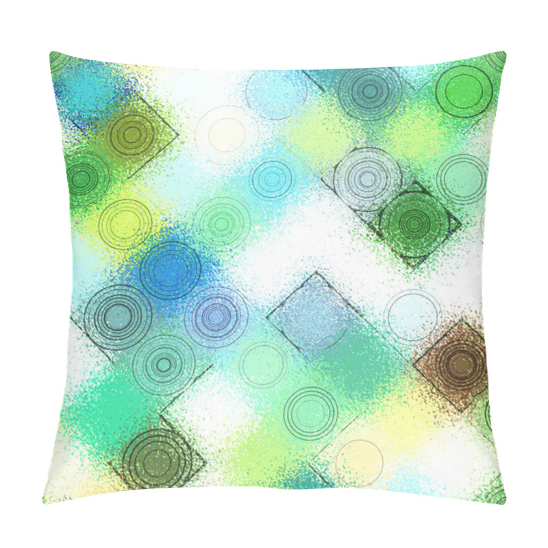 Personality  Seamless Texture With Blue And Green Squares And Circles Pillow Covers