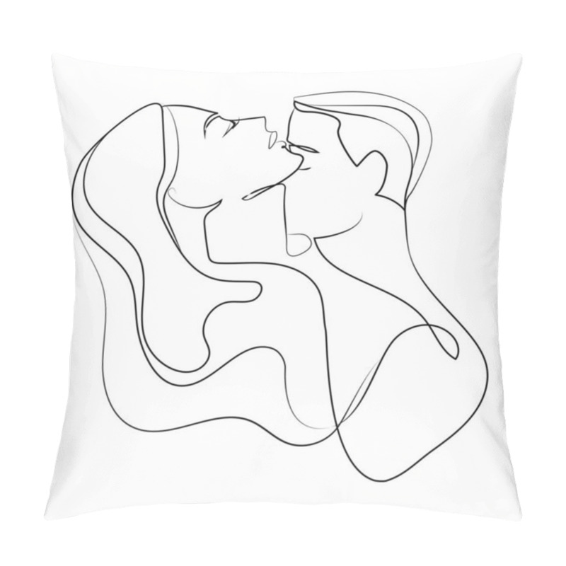 Personality  Kissing Couple Continuous Line Drawing Minimalistic Style, Vector Illustration. Abstract Silhouette Of Lovers Man And Woman In Sensual Pose, Single Line,print, Emblem, Tattoo And Logo Romantic Design Pillow Covers