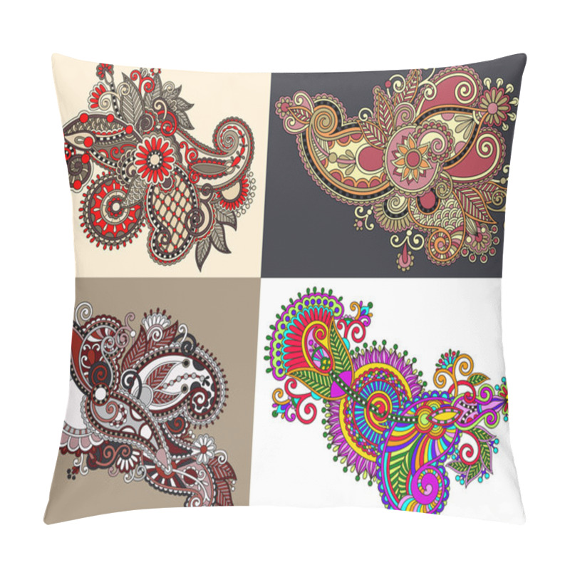 Personality  Original Hand Draw Line Art Ornate Flower Design. Pillow Covers