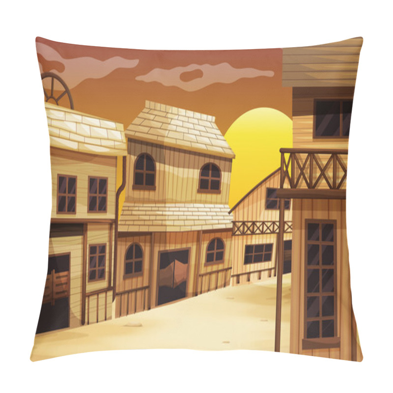 Personality  Western Old City At Sunset Pillow Covers