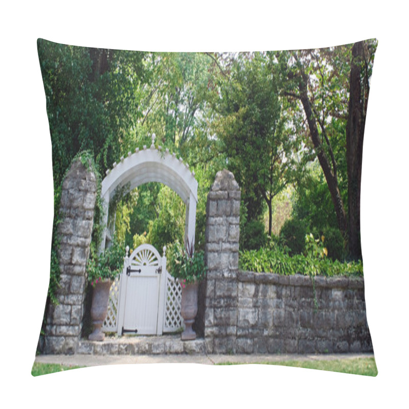 Personality  Stone Wall With Garden Gate Pillow Covers