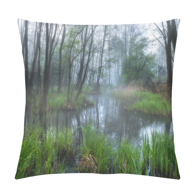 Personality  Foggy Forest Landscape In Spring Pillow Covers