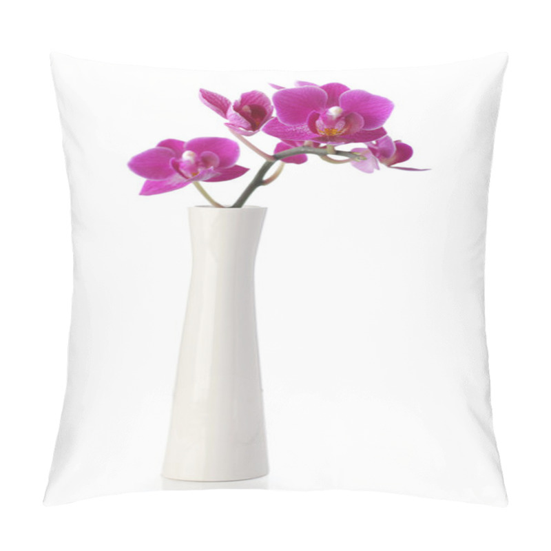 Personality  Pink Orchid Flower In White Vase Pillow Covers