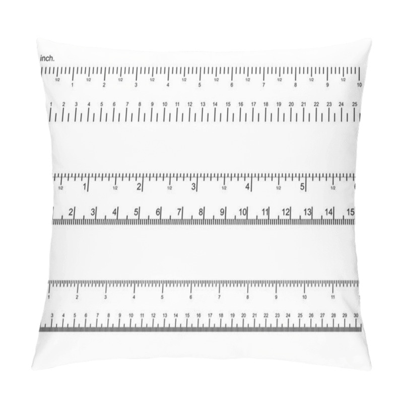 Personality  Inch And Centimeter Ruler Black Thin Line Set. Vector Pillow Covers